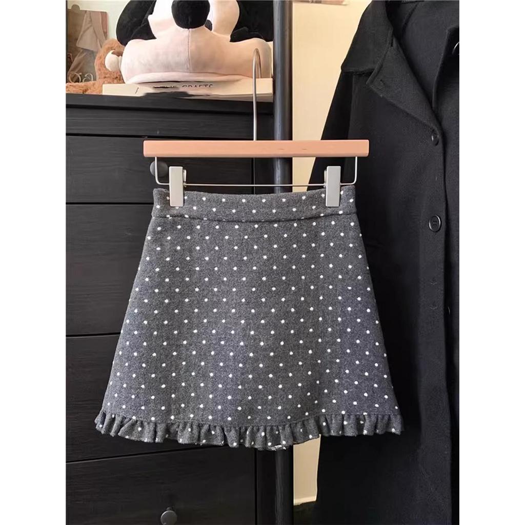 Women's Polka Dot A-Line Mini Skirt - Spring Hip Wrap Petite Hem