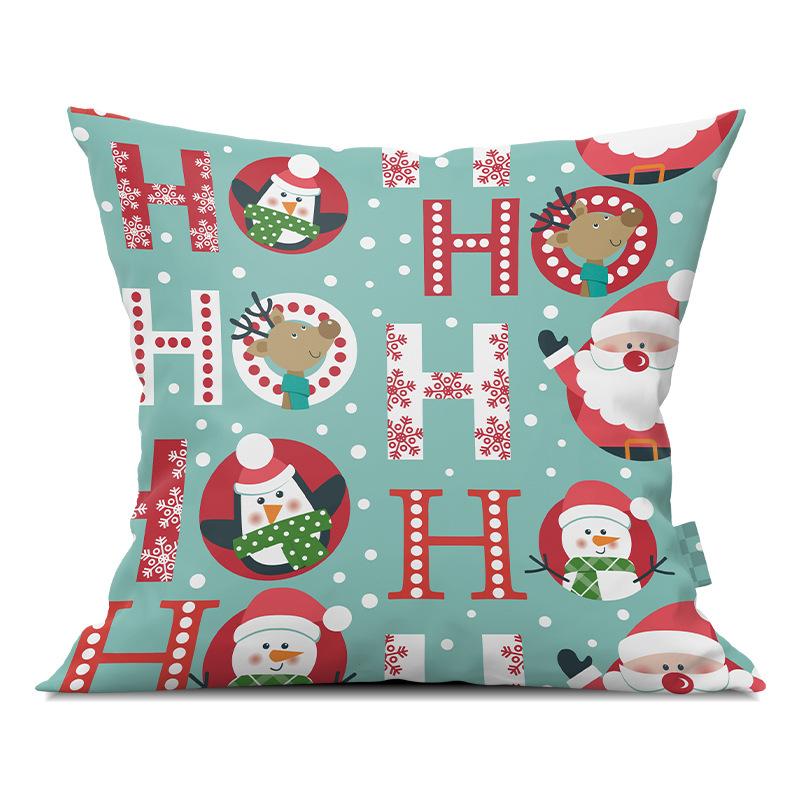 Merry Christmas Pillowcase Cartoon Printing Office Sofa Lumbar Pillow Cover for Home