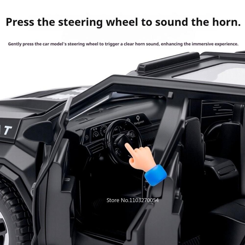 1:24 Rezvani Vengeance Sabertooth Vehices Alloy Diecast Model Toys Car Doors Opened Sound Light Pull Back Models Home Decoration