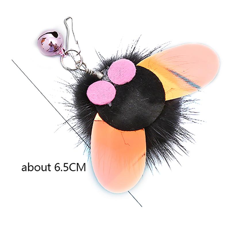Cat Stick Feather Toys Indoor Cats Pet Toys Feather Replacement Head Cat Sequins Feather Teaser Cat Bell Balls Fuzzy Ball Toys