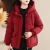 Winter Thickened Down Cotton Coat for Mom Warm Loose Hooded Fashion Short Jacket