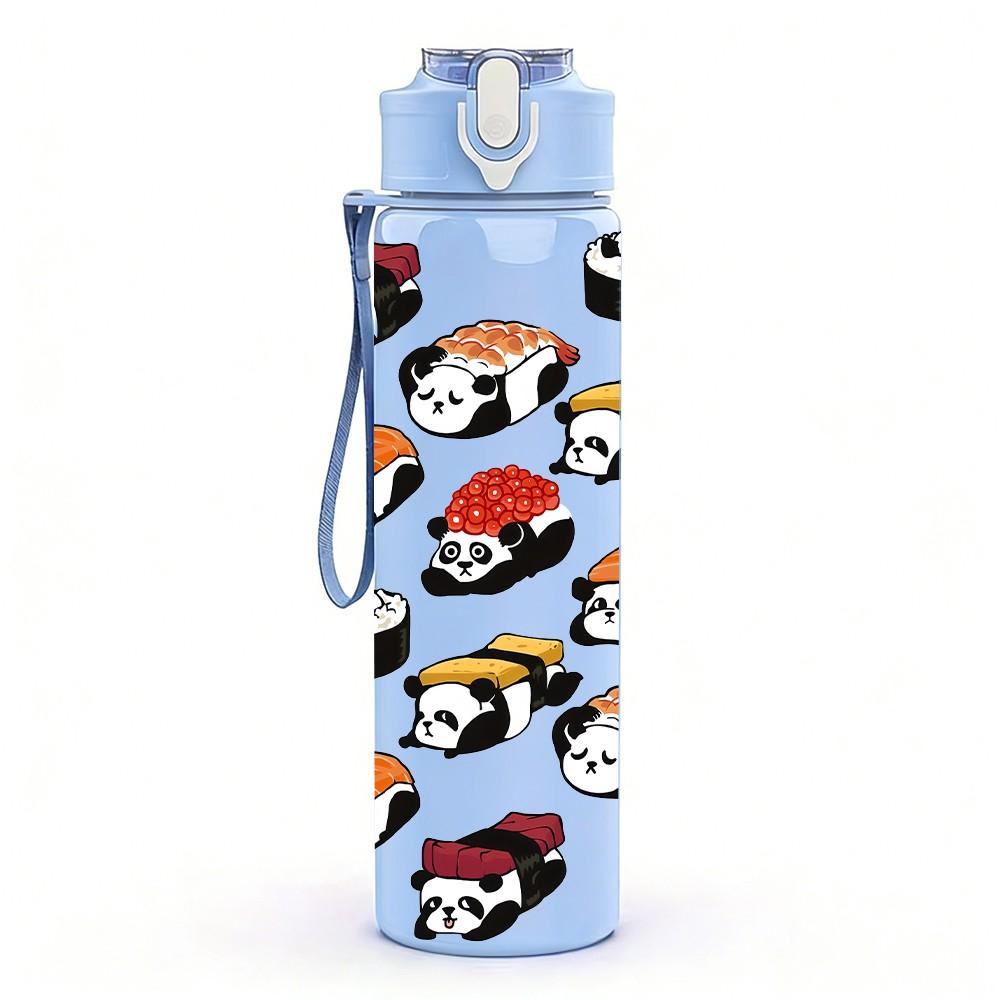 1PC Colorful Panda Toy Collection Pattern 750ml Color Plastic Sports Water Bottle Leakproof Flip Straw Lid Suitable for Sports Office Home Use