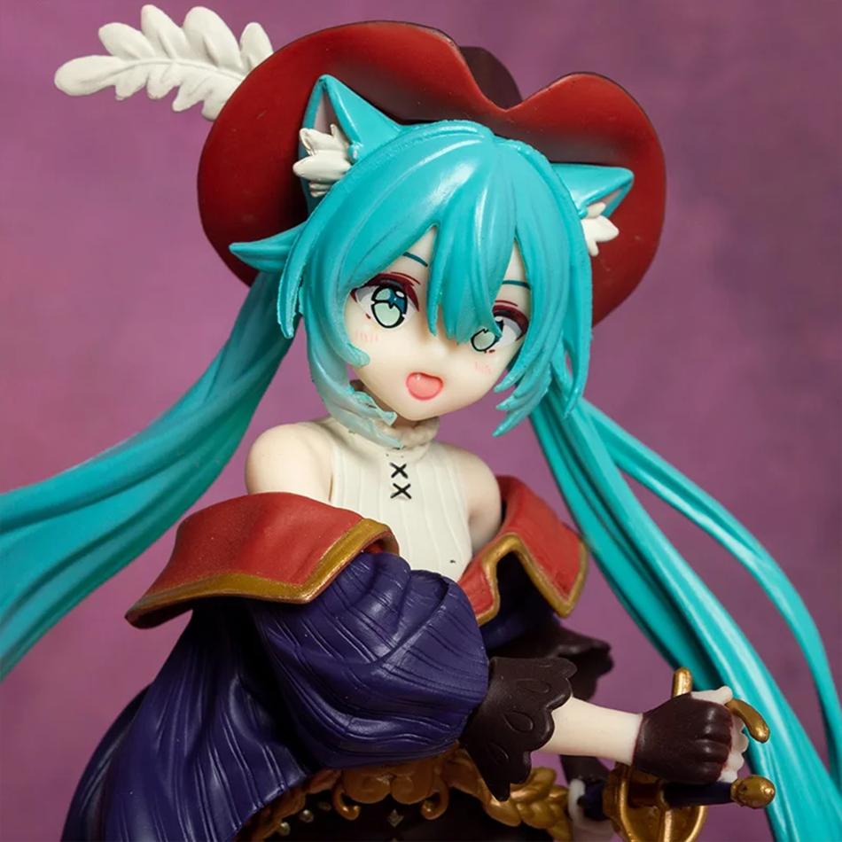 Anime Hatsune Miku Figure Fairy Tale Wonderland Puss Boots Kawaii Action Figures Adult Collection Model Toy Gift in Poseable Articulated Scale