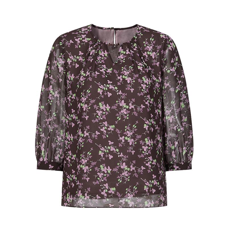 JUZUI Damen Sommer-Chiffonbluse mit Blumenmuster 2025