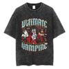 Anime Hellsing Alucard Grafisk Tvättad T-shirt Herr Vintage Manga T-shirts Streetwear Bomull Harajuku T-shirt Herr Vardagstoppar