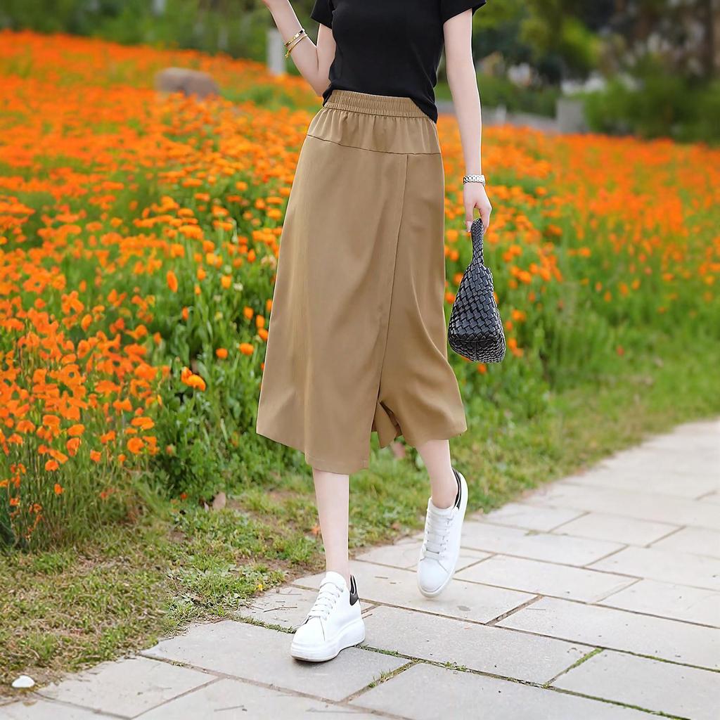 Hohe Taille Sommer Sonnenschutz Rockhose für Damen - Schlitz, Schlankmachend und Design für breite Hüften