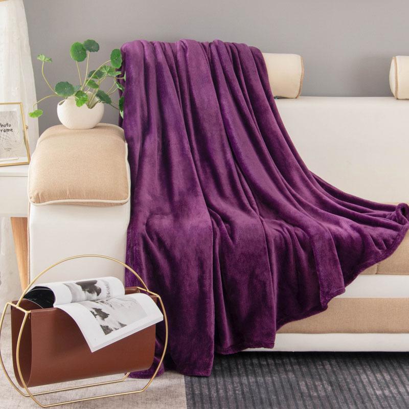Solid Color Thickened Flannel Coral Velvet Blanket - Dual-sided for Bed or Office Nap
