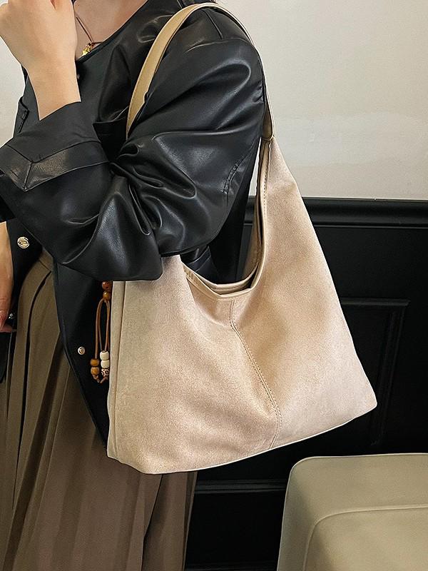 

2026 Autumn Women s Retro Suede Tote: Large Capacity & Exquisite Fashionable Shoulder Bag 36x25x12 cm грязно-белый