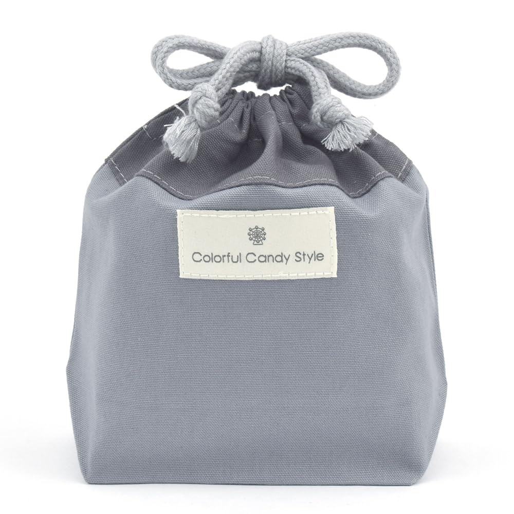 COLORFUL CANDY STYLE Drawstring Bag Set Lunch and Cup Grayish Entrance Stylish and Cool for NU603300 3-Piece (Gym Bag, Bag, Bag) Blue, Kids'