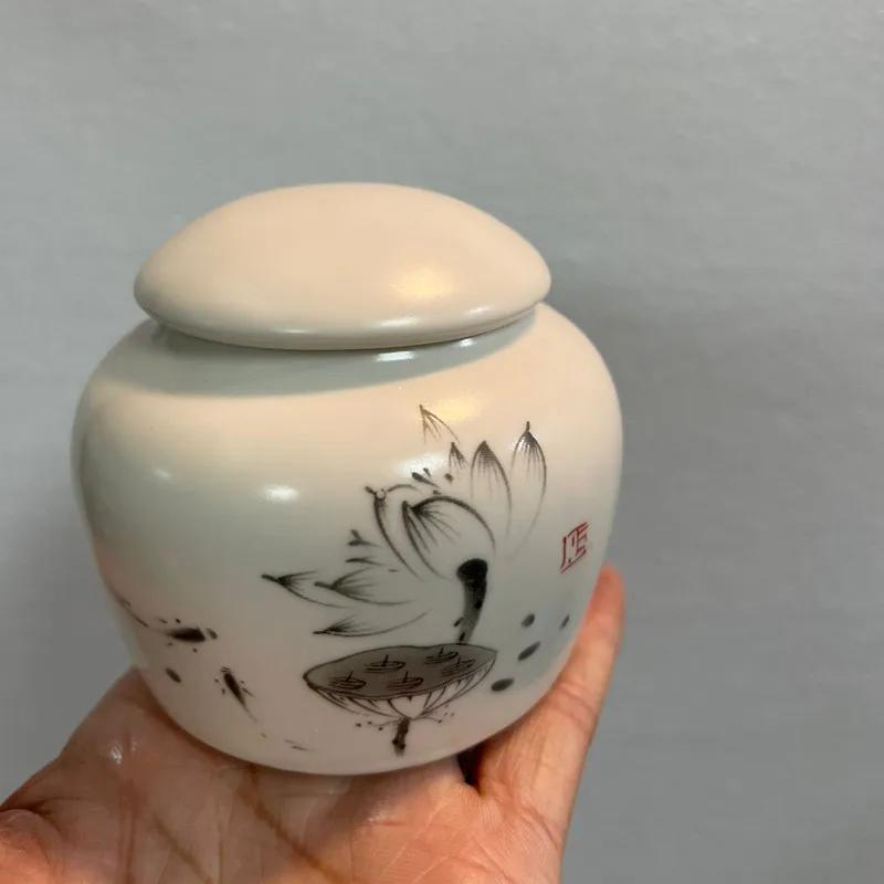 Ceramic Tea Caddy Small Mini Portable Oolong Tea Storage Tank Travel Tea Boxes Powder Sealed Jar Tea Containers Spice Candy Jar
