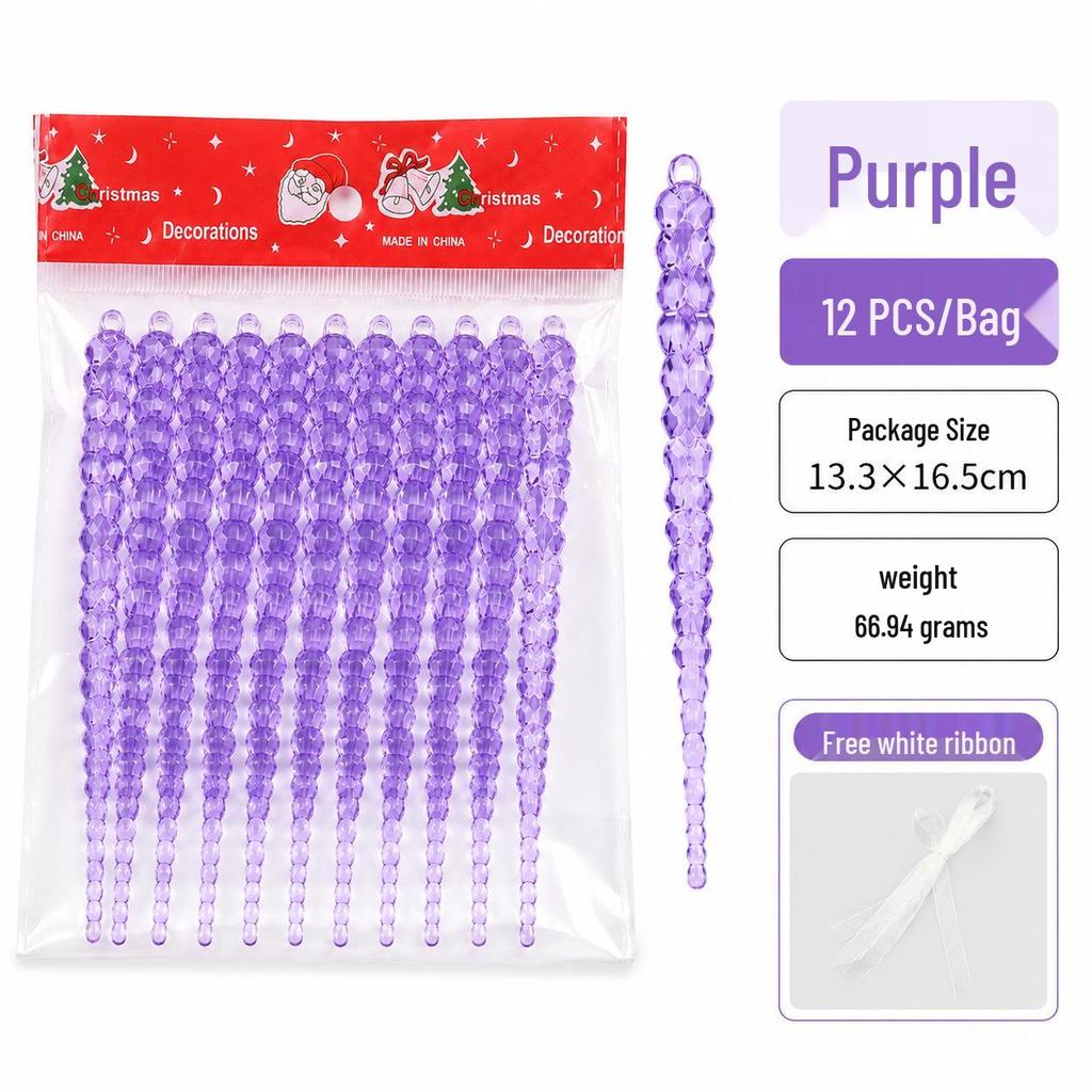 Acrylic Snowflake Ice Strips Hanging Christmas Tree Decoration Set