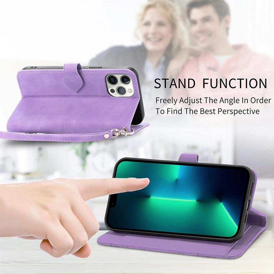 Flip Leather Case For Huawei Pura 70 Ultra P60 P50 Honor 200 Pro 100 90 50 20 10 9 Lite P Smart 2021 Wallet Cover Wrist Strap