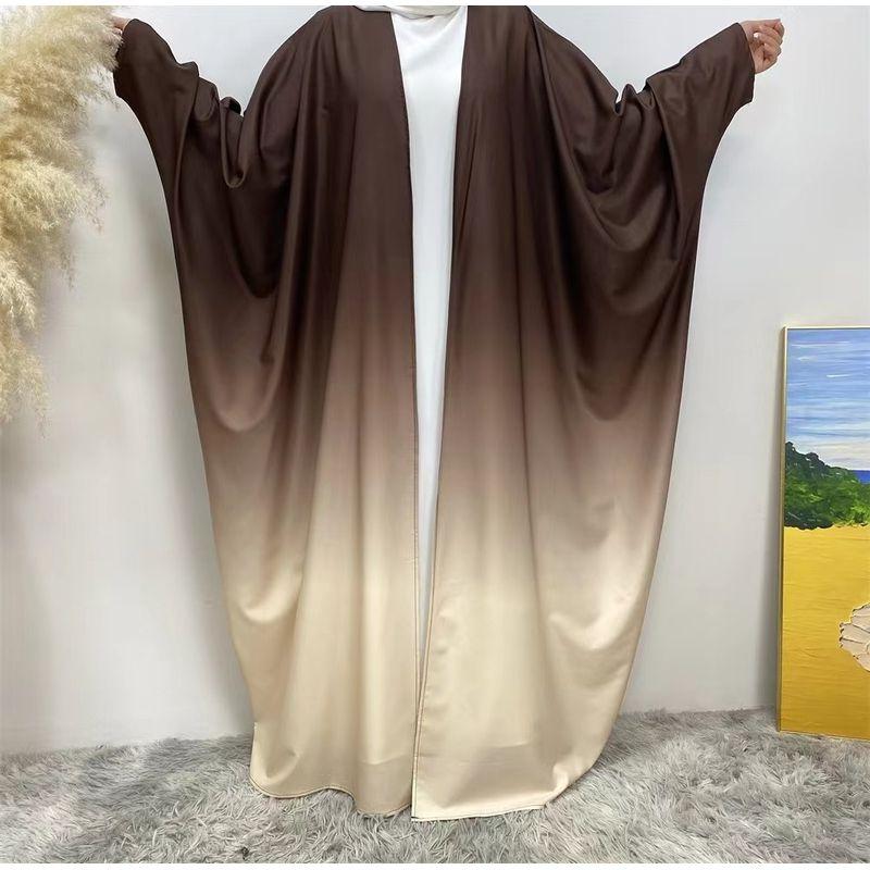 

New Arrival Middle East Dubai Gradient Color Cardigan Robe Loose Dress Gradient Cardigan Dress Coffee M