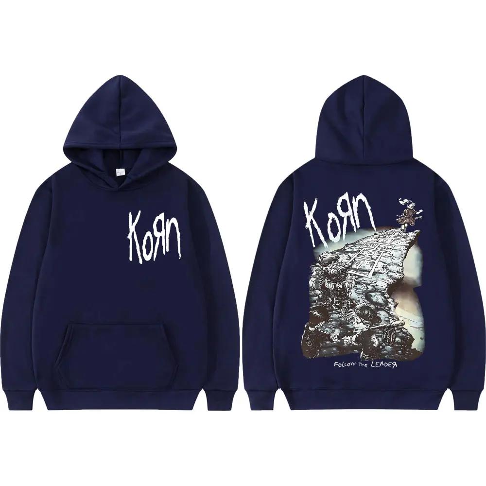 Rock Band Korn Ftl 25 Follow The Leader Merch Hoodies Fashion Vintage Hooded Sweatshirts Men Women Casual Oversized Pullovers