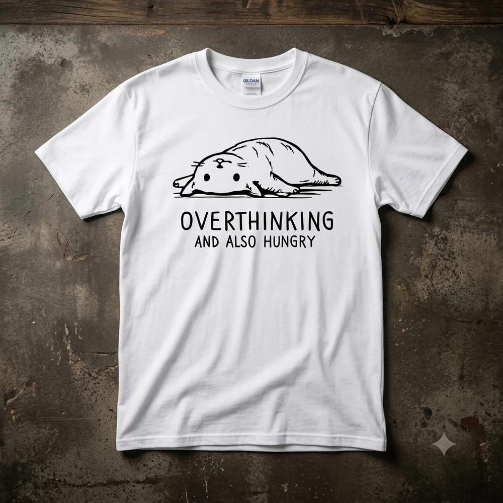 Overthinking And Also Hungry Funny Retro Meme T-shirt