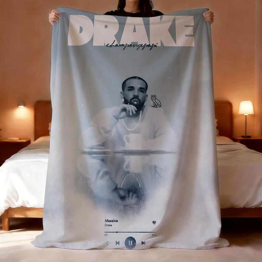 Rapper Drake Vintage Throw Lightweight 240g Flannel Blanket Soft Skin-friendly for Summer Cooling 75X95CM