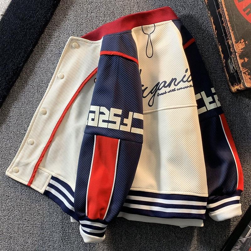 

Детская повседневная бейсбольная куртка в стиле колор-блок для мальчиков, подходит для осени и весны 140