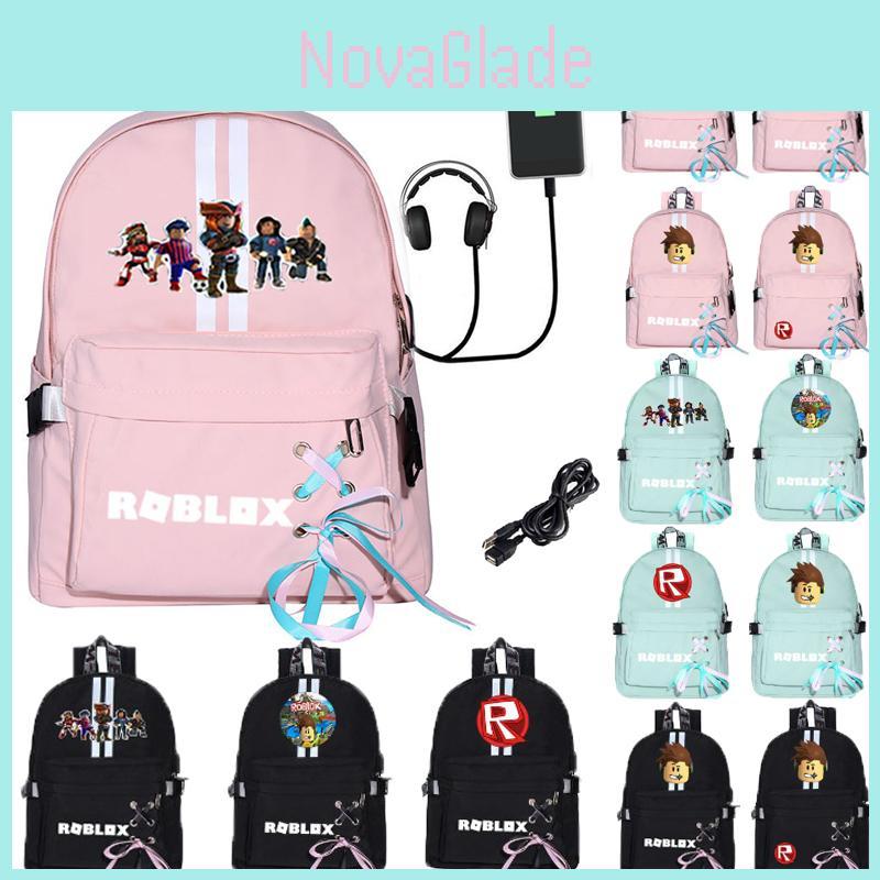 Roblox Print Backpack With Usb Charging Port And Large Capacity For Students And Travel
