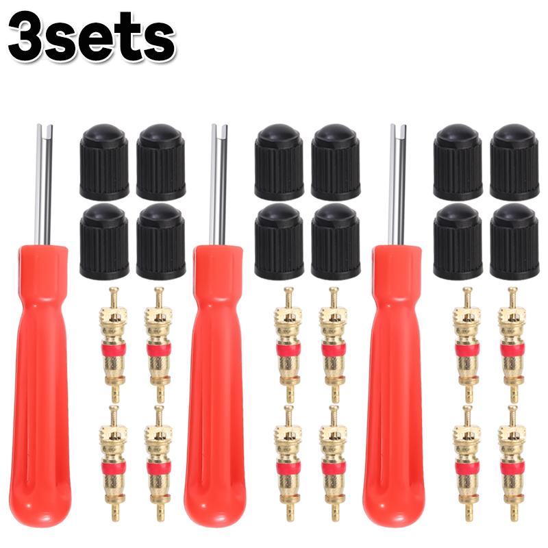 Tire Valve Core Removal Tool Set Bicycle Screwdriver Wrench Manual Tire Repair Tools Suitable for Cars Bicycles and Motorcycles