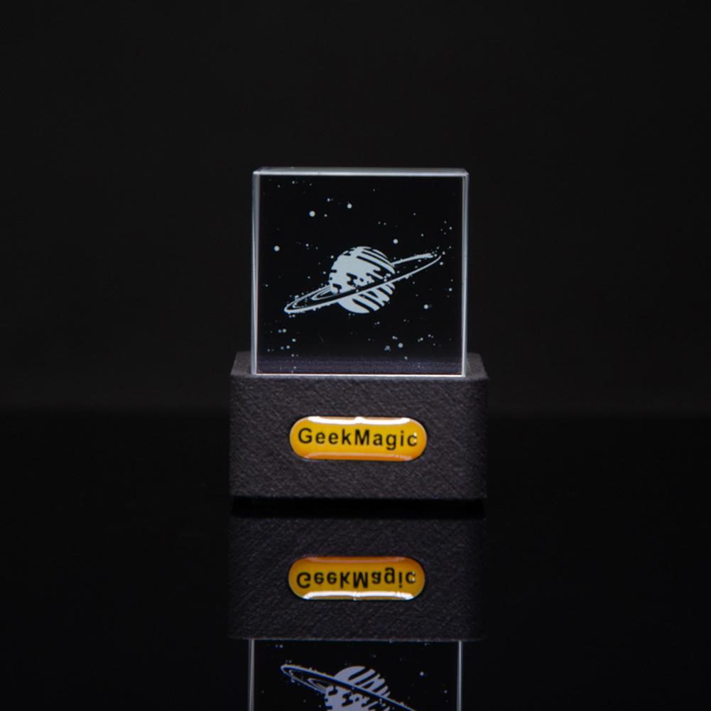 2.4G WiFi Crystal Cube Photo Display Holographic Desktop Smart Weather Station Digital Clock with GIF Animations Album for Home