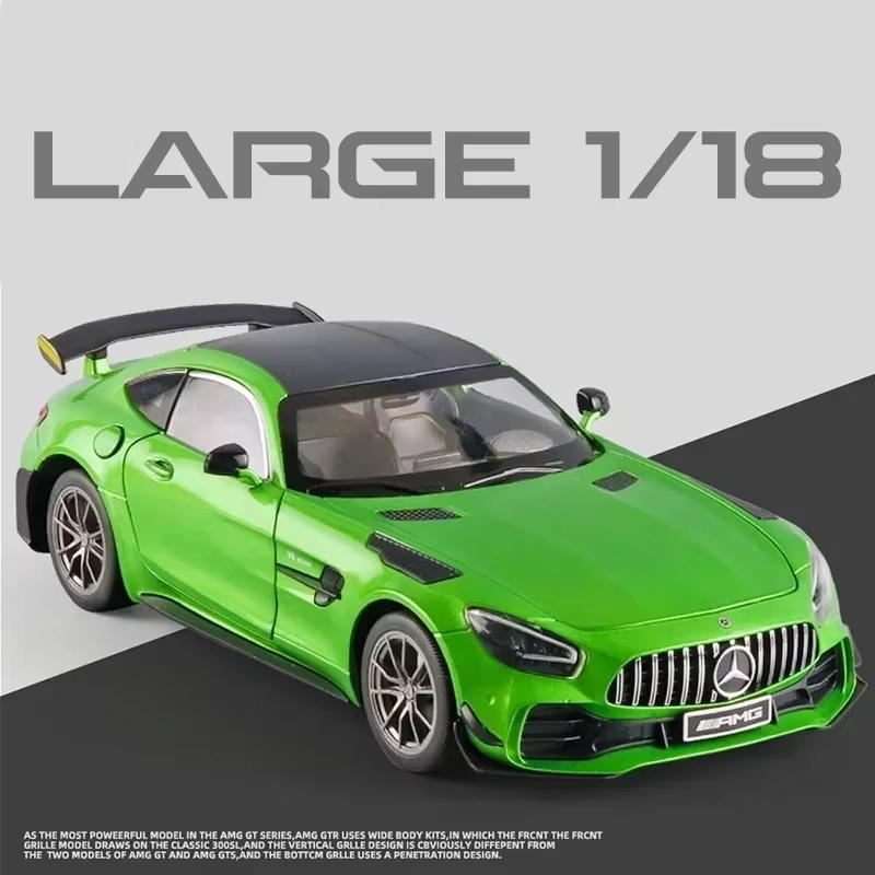 1:18 Mercedes-Benz GTR Sports Car Model Die-cast Miniature Car Collection Simulation Sound and Light Vehicle Toy Car Children's Gift Ornaments