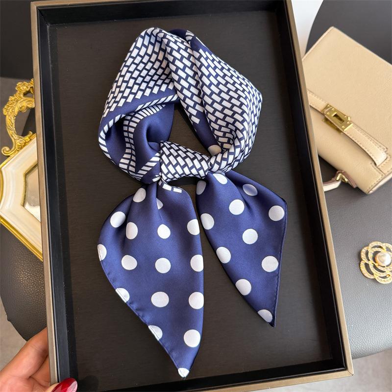 70Cm Dot Pattern Scarf Imitation Silk Square Scarf Women Neckerchief Female Luxury Square Scarves Satin Hijab Ribbon Bandana