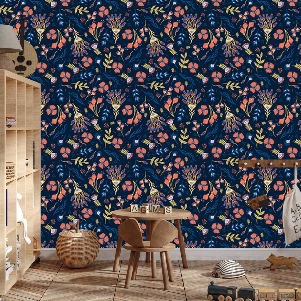 Meadow Flowers Wallpaper In Boho Style for Living Room and Bedroom 50x1000