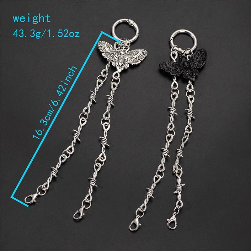 1Pc Retro Detachable Skull Moth Pendant Shoe Decor Chain Easy-Release Buckle Mechanism Ideal Diy Accessory
