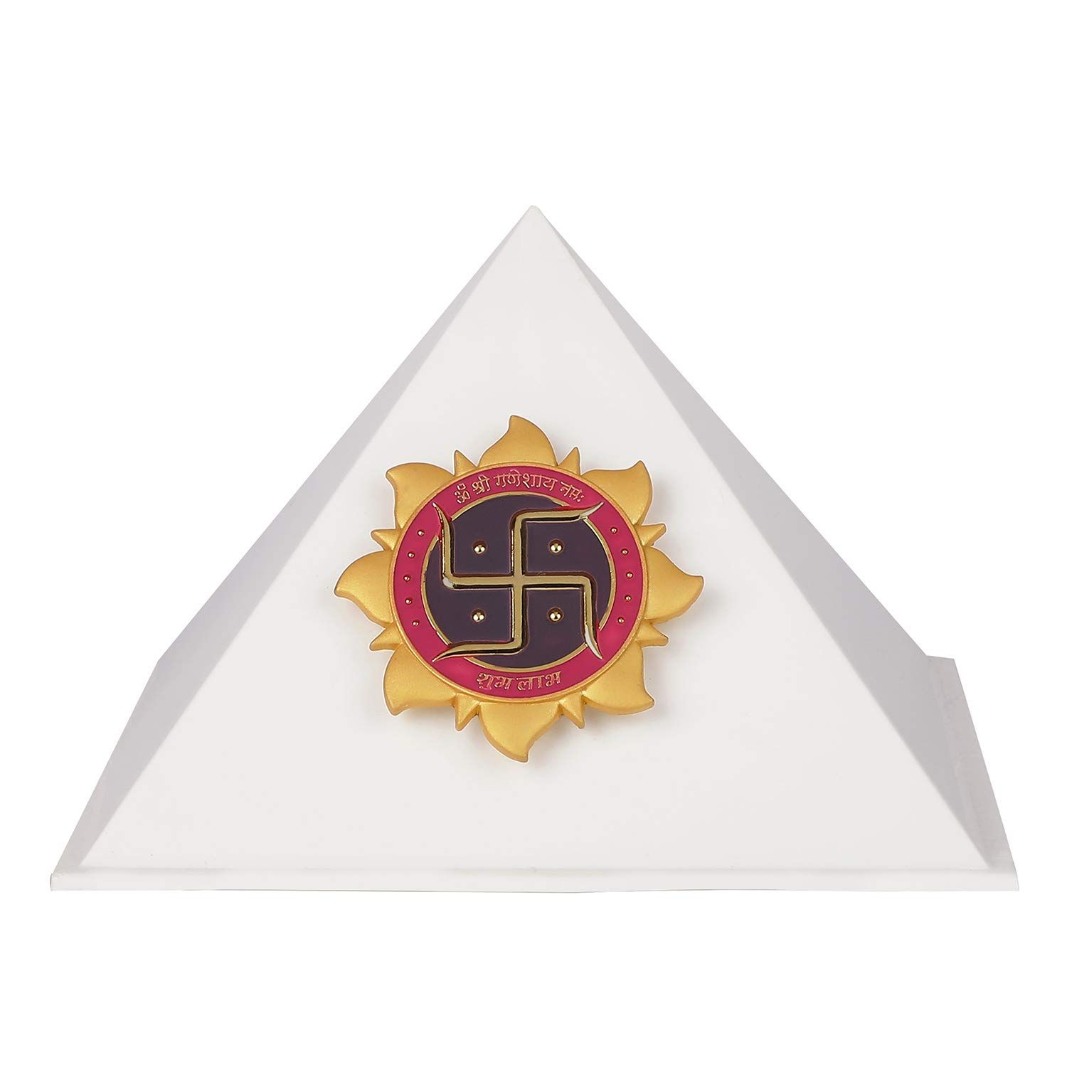 Vastu Pyramid Yantra for Positive Energy, Good Luck & Prosperity | Embossed Metal Feng Shui Pyramid for Home, Office & Gift