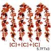 2/3pcs Artificial Maple Leaf Fall Garland Autumn Leaves Hanging Vines Thanksgiving Halloween Wedding Home Decorations 5.7Ft Each