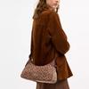 Coach Shoulder Bag Ella 35 Classic Old Flower All Over Print Chenille Velvet and Smooth Leather Hand-held Large Size for Women Light Khaki and Retro