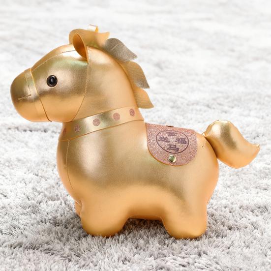 Yousheng Horse Doll Super Soft Short Plush Toy with Golden Coin Pattern Good Luck Symbol Year of Horse Doll Home Decor
