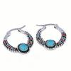 Inlaid Retro Green Turquoise Earrings - European and American Style