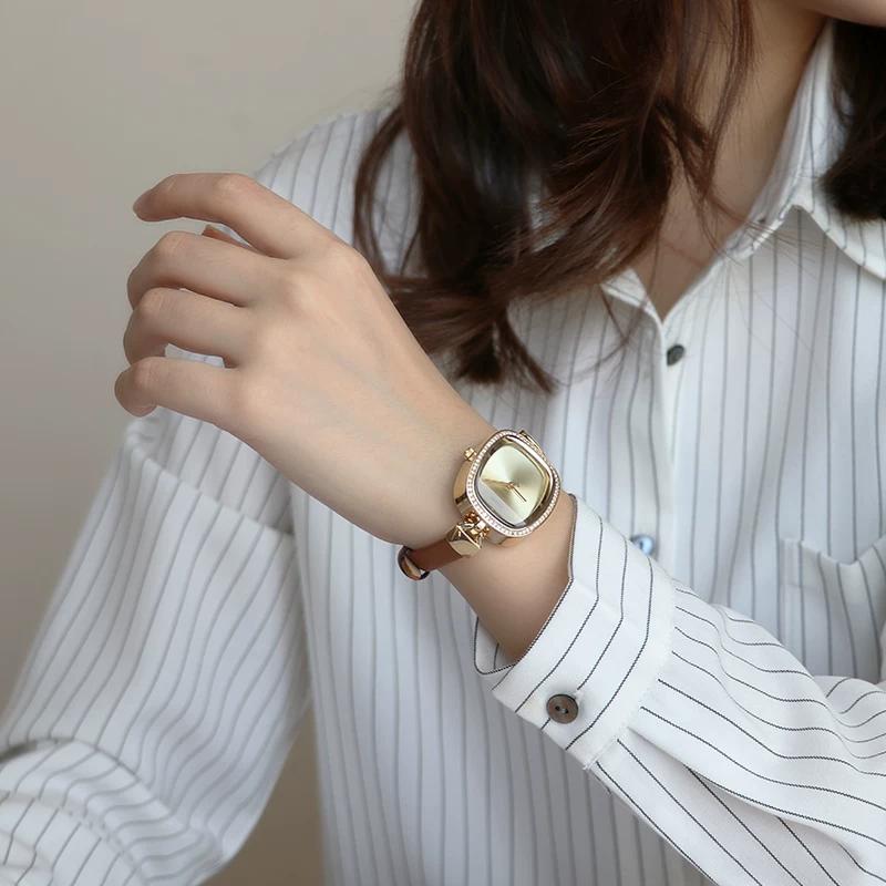 Julius Watch Korean Rhinestone Wristwatch Retro Artistic Waterproof Chic Women's Watch Ins Quartz Watch