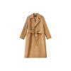 Solid Color Logo Print Lace-Up Long Coat Women Coat Khaki F11W112704F-LK