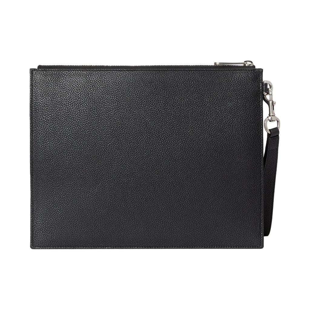 Gucci Floral Logo Mixed Classic Leather And Canvas Trim Clutch Men clutch Black 768374-AACXC-1050