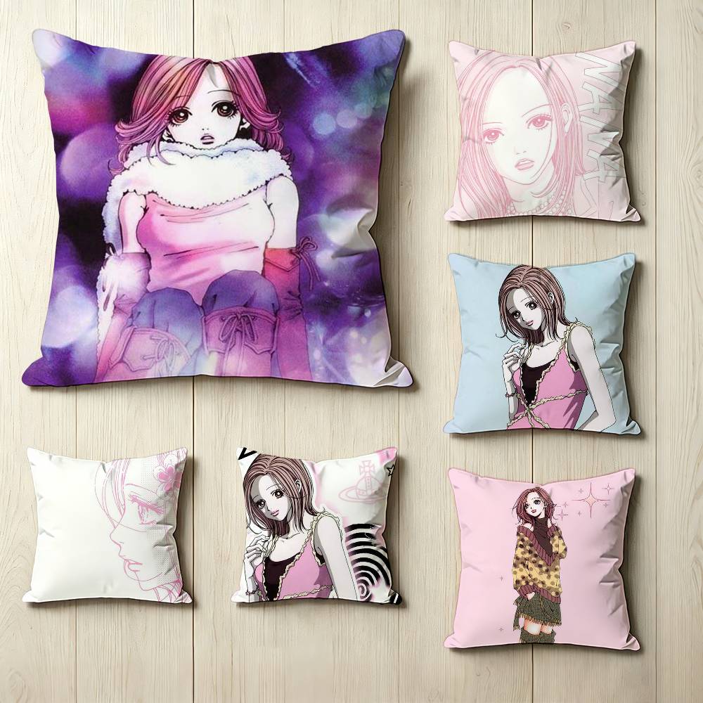Anime N-Nana K-Komatsu H-Hachi Pillow Case Square Double-Sided Sofa Cushion Cover Bedroom Bedside Pillow