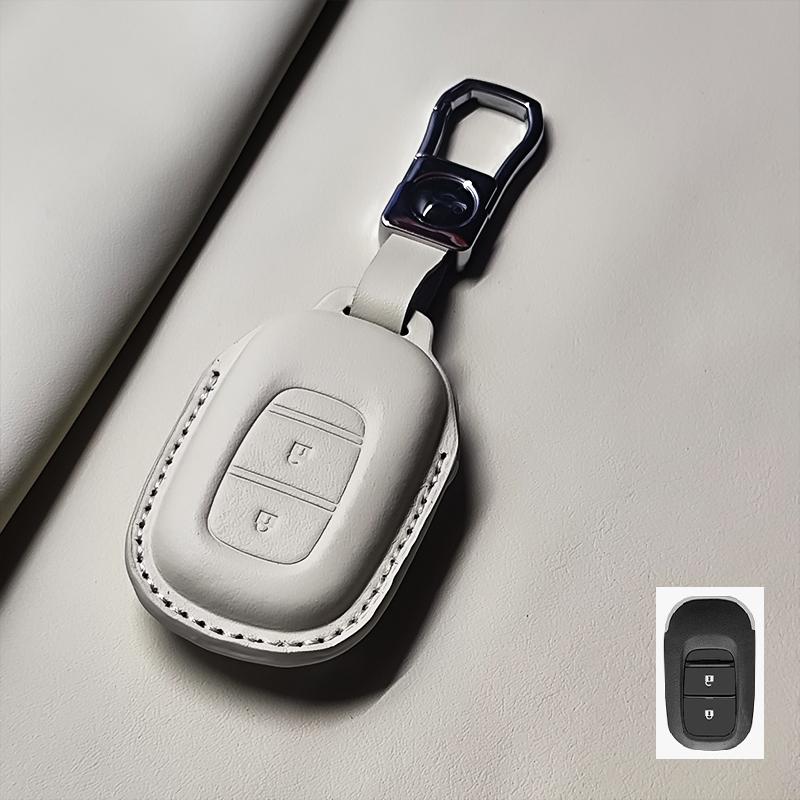 Genuine Leather Car Key Case Cover Fob For Honda Accord Civic 11Th    Hr-V Cr-V Pilot Sport Si Ex Keychain Protector