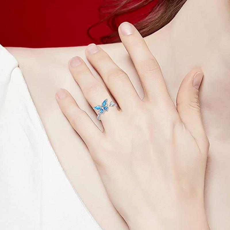 Rotatable Butterfly Open Ring: European & American Minimalist Jewelry for Women