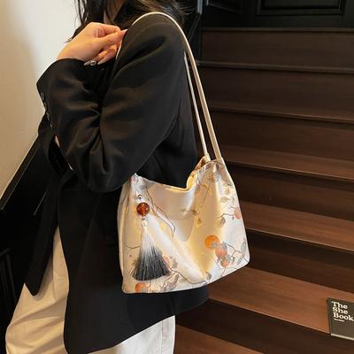New Chinese Style National Style Bag Women's Large-capacity Women's Bag 2025 New Trendy Fashion Popular Shoulder Bag Fashionable Bucket Bag
