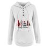 Women  Winter Casual Christmas Fashion Print Hooded Button Sweatshirt