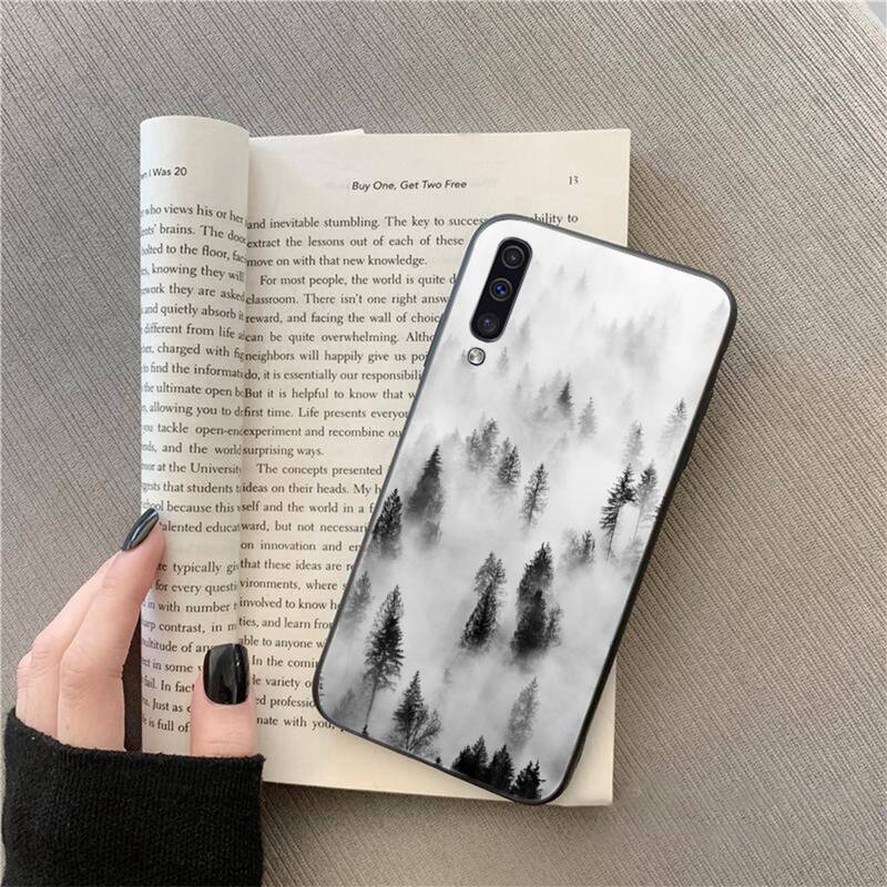 Mountain Peak Forest Snow mountain White smoke Phone Case For Samsung Galaxy A7 A50 51 A70 80 A40 A20 A30 A8 A6 A8 Plus A9 A71