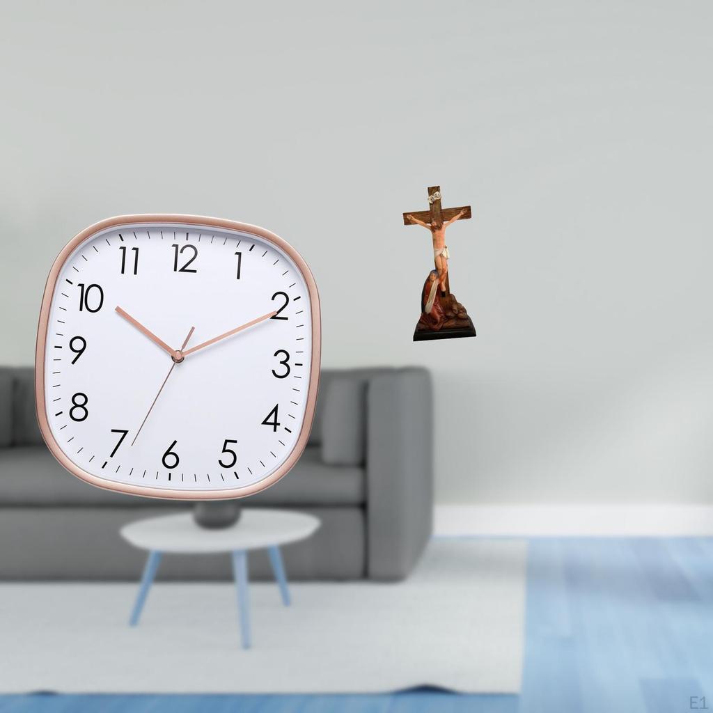 Vintage Digital Wall Clock Art for Dining Room Home Gym with Jesus Sculpture Ornament Religious