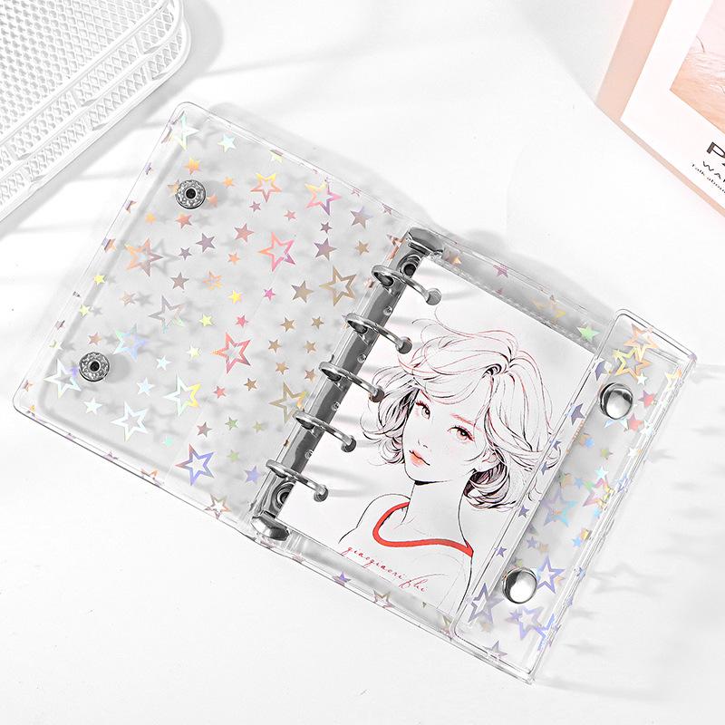 M5 5Holes Transparent Star Loose Leaf Binder Cover Journal Sketchbook Accessories Diary Office Supplies
