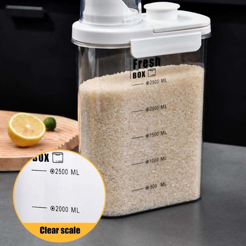 Airtight Kitchen And Laundry Storage Container With Double Sealing Lids And Ergonomic Handle Kitchen Storage Bin
