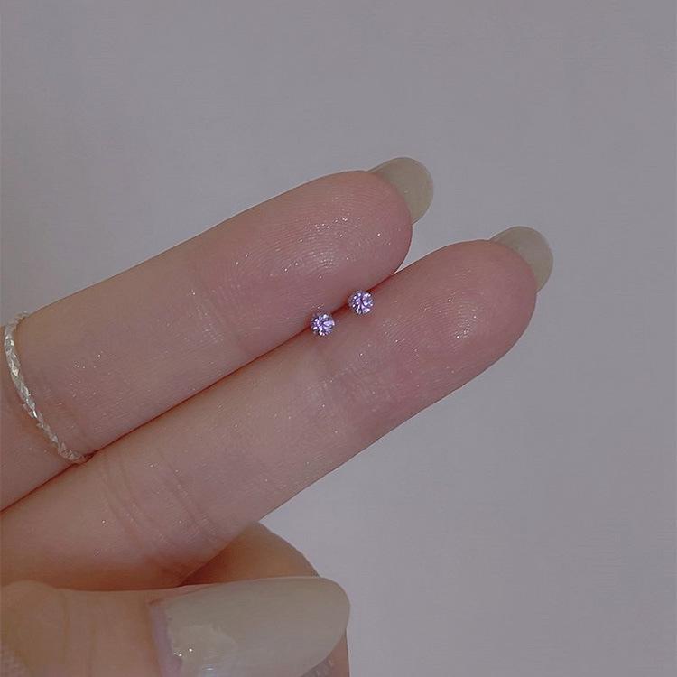 S925 Sterlingové stříbro pozlacené mini zirkonové náušnice – Elegantní dámské módní šperky