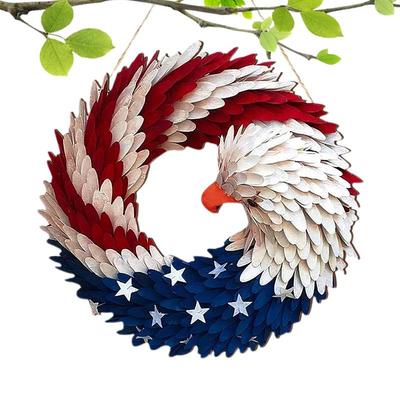 Patriotischer Kranz Rot Weiß Blau Adler Flagge Girlande Unabhängigkeitstag Dekorationen Erneuerte Tapfere Flügel Girlande Für Heimgebrauch