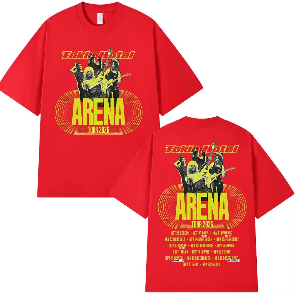 Rock Band Tokio Hotel Arena Tour 2026 Merch TShirts Unisex Unisex Fashion Vintage Short Sleeve TShirt High Quality Cotton T Shirts