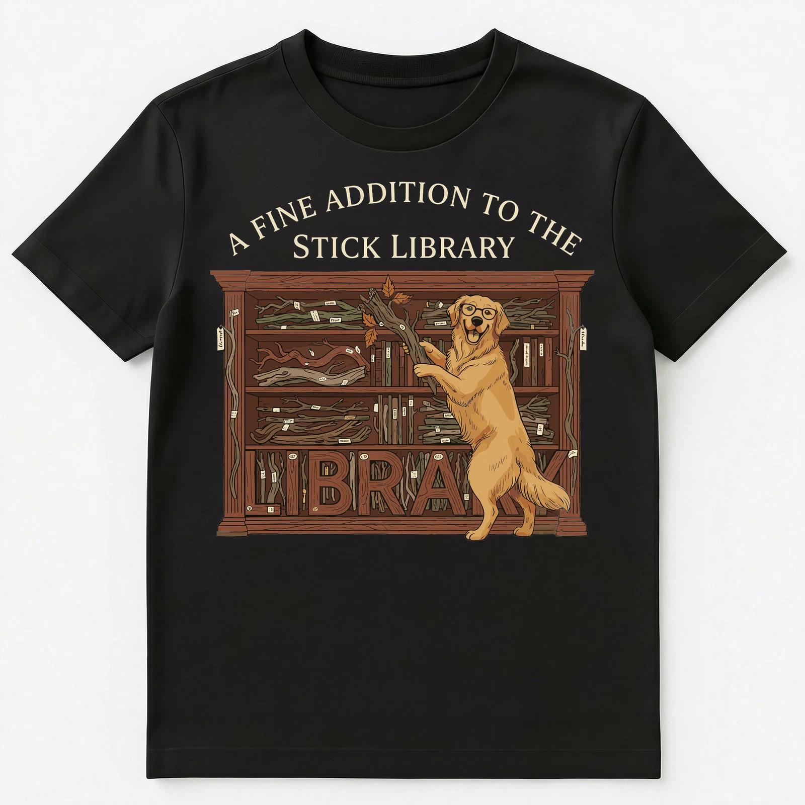 Dog Lover Golden Retriever Stick Librarian Dog Parent Unisex T-Shirt 4XL