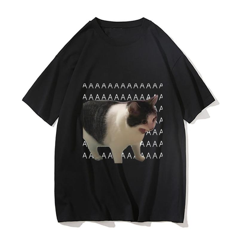 Sommer reiner Baumwolle atmungsaktives T-Shirt lustige Emoji Packung Katze Druck Unisex und Damenbekleidung Neuer Modetrend lässig kurzärmelig